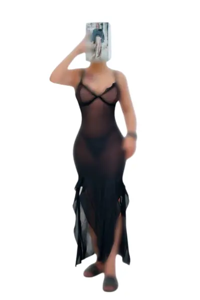 لباس خواب زنانه توری بلند بغل چاکدار